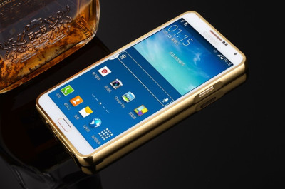 Други Бъмпъри за телефони Луксозен алуминиев бъмпър с твърд гръб огледален за Samsung Galaxy Note 3 Neo N7505 златист